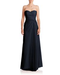 Monique Lhuillier Bridesmaids | Blue Strapless Tulle Gown | Lyst
