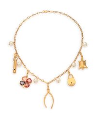 Tory Burch | Metallic Faux Pearl Charm Necklace | Lyst