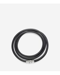 Cole Haan - Black Thin Leather Strap Bracelet With Magnet Closure - Lyst