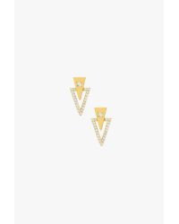 7 For All Mankind | Metallic Gorjana Shimmer Triangle Double Stud Earrings | Lyst