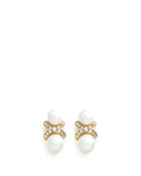 Kenneth Jay Lane | Metallic Crystal Pavé Faux Pearl Earrings | Lyst