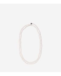 Cole Haan | Metallic Knotted Pearl Stranded Necklace With Logo Bead | Lyst