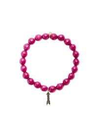 Sydney Evan | Pink Black Diamond Arrow Charm Beaded Bracelet | Lyst