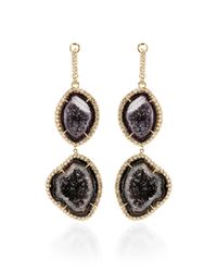 Kimberly Mcdonald | Black One Of A Kind Double Dark Geode and Diamond Lever Back Earrings | Lyst