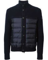 Lyst - Moncler Padded Panel Cardigan in Blue for Men