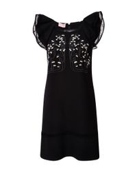 Giamba | Black Lily Embroidered Dress With Lace Trim | Lyst