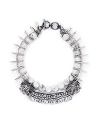 Venna | Metallic Crystal Jaguar Head Marbled Chain Link Necklace | Lyst