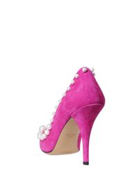 Boutique Moschino | Purple 100mm Pearl Suede Pumps | Lyst
