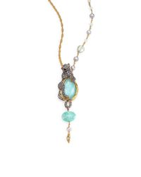 Alexis Bittar | Metallic Elements Moonlight Semi-Precious Multi-Stone, 5Mm Grey Round Pearl & Crystal Panther Necklace | Lyst
