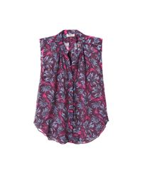 Rebecca Taylor Purple Sleeveless Mystic Garden Print Chiffon Top