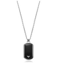 Emporio Armani - Iconic Stainless Steel W/black Enamel Charm - Lyst