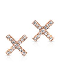 Anne Sisteron - Metallic 14kt Rose Gold Diamond X Stud Earrings - Lyst