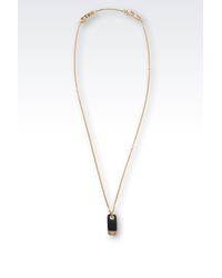 Emporio Armani | Metallic Necklace in Steel and Leather with Medallion for Men | Lyst