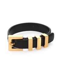 Saint Laurent | Black Leather Buckle Bracelet | Lyst