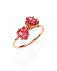 KALAN by Suzanne Kalan | Pink Topaz & 14k Rose Gold Double Trillion Ring | Lyst