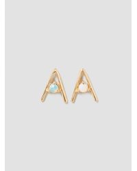 Wwake - Metallic Triangle Earrings with Small Opals - Lyst