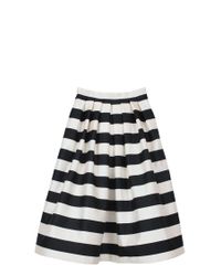 Tibi Natural Escalante Striped Full Satin Skirt