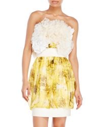 Giambattista Valli Yellow Strapless Embellished Silk Dress