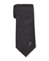 Versace Gray Grey Silk Textured Tie for men