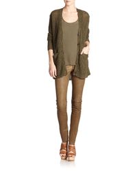 Polo Ralph Lauren | Green Metallic Linen Cardigan | Lyst