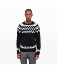 Club Monaco | Black Fair Isle Jacquard Crew for Men | Lyst