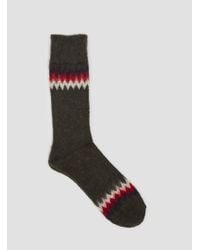 Anonymous Ism - Multicolor Brushed Texture Chevron Socks Moss Green for Men - Lyst