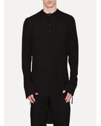 Cedric Jacquemyn - Black Henley Collarless Polo for Men - Lyst