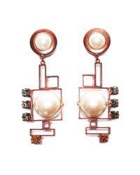 Crystalline | Metallic Antique Copper Pearl Earrings | Lyst