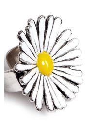 Philippe Audibert | Metallic 'margueritte' Thin Enamel Daisy Ring | Lyst
