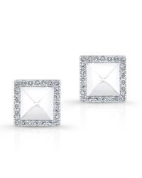 Anne Sisteron - 14kt White Gold Diamond Edged Pyramid Stud Earrings - Lyst
