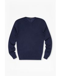 French Connection | Blue Merino Basics V Neck Jumper for Men | Lyst