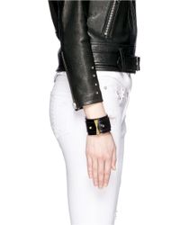 Alexander McQueen | Black Stud Bridge Wide Leather Bracelet | Lyst