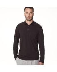 James Perse Black Brushed Cotton Pocket Polo for men