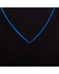 Paul Smith | Women'S Black Knitted Cotton Sweater With Blue Trims | Lyst