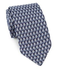 Ferragamo | Blue Owls & Flowers Silk Tie for Men | Lyst