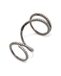 Fallon | Metallic Gunmetal Pavé Ribbon Ring | Lyst