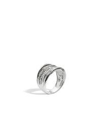 John Hardy | Metallic Bamboo Ring In Silver With Diamonds | Lyst