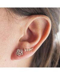 Anne Sisteron - Metallic 14kt White Gold Diamond Floral Stud Earrings - Lyst