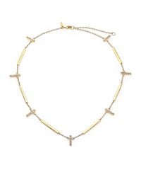 Elizabeth and James | Metallic Arbus Pave White Topaz Station Necklace | Lyst