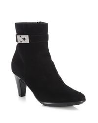 Aquatalia | Black Danele Buckled Suede Booties | Lyst