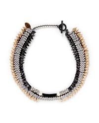 Venna | Metallic Crystal Pavé Strass Spike Collar Necklace | Lyst
