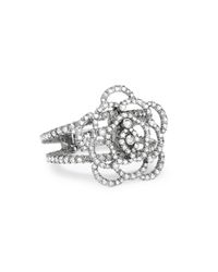 Oscar de la Renta | Metallic Swarovski Crystal Pavé Flower Cuff | Lyst
