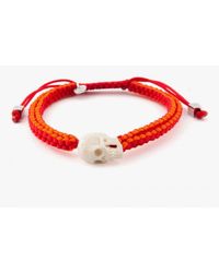 Tateossian - Moose Antler Skull Macramé Bracelet In Red And Orange for Men - Lyst