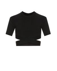 T By Alexander Wang | Black Stretch Cross Top | Lyst
