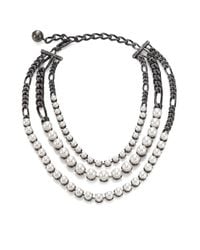 Lanvin | Gray Faux Pearl Three-strand Chain Necklace | Lyst