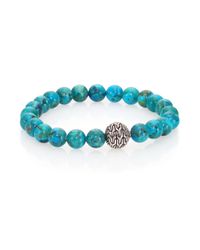 John Hardy | Blue Classic Chain Turquoise & Sterling Silver Beaded Stretch Bracelet | Lyst