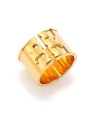 Tory Burch | Metallic Double Serif Wide Band Ring | Lyst