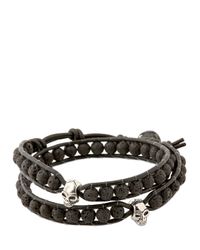 Colana | Black Leather Wrap Bracelet With Lava for Men | Lyst