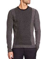Vince | Black Contrast-stripe Wool & Cashmere Sweater for Men | Lyst