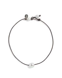Perle By Lola | Gray Single Pearl Choker | Lyst